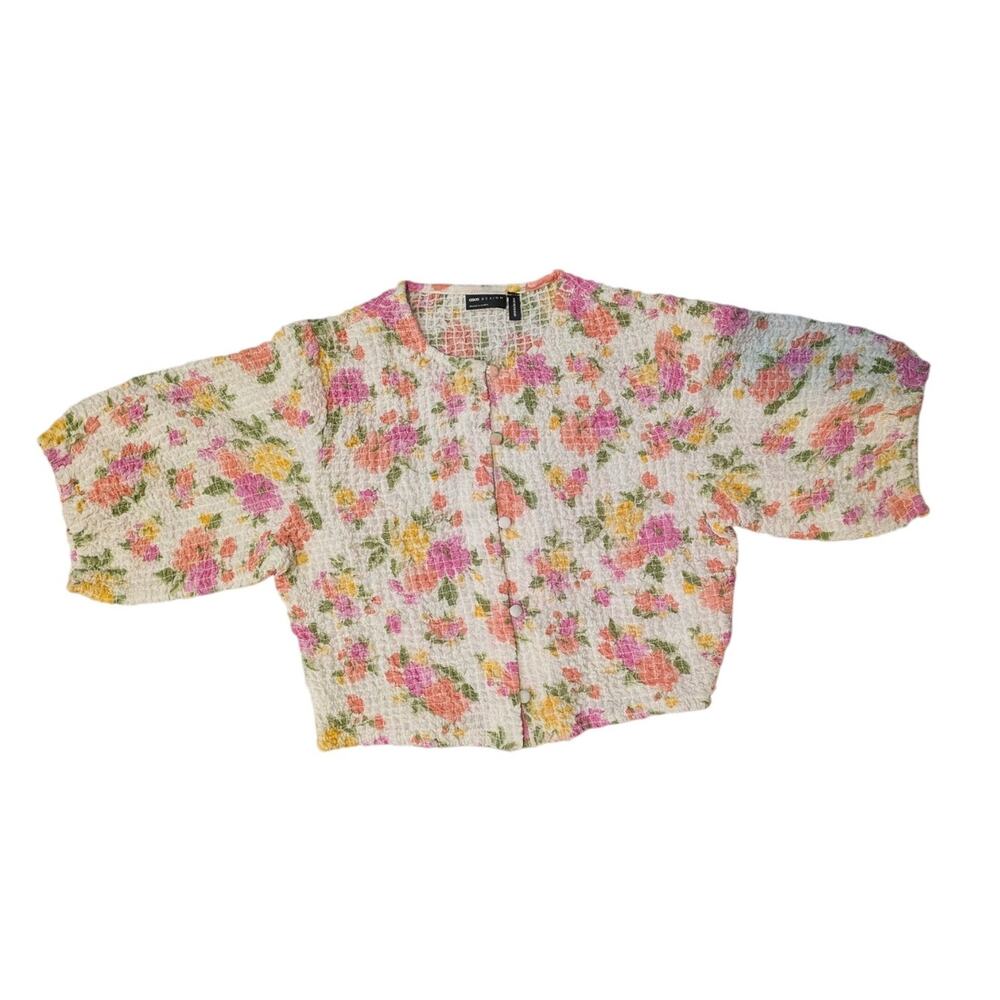 ASOS DESIGN shirred button through top floral print Size 4